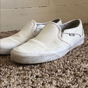 White leather perforated vans size 8